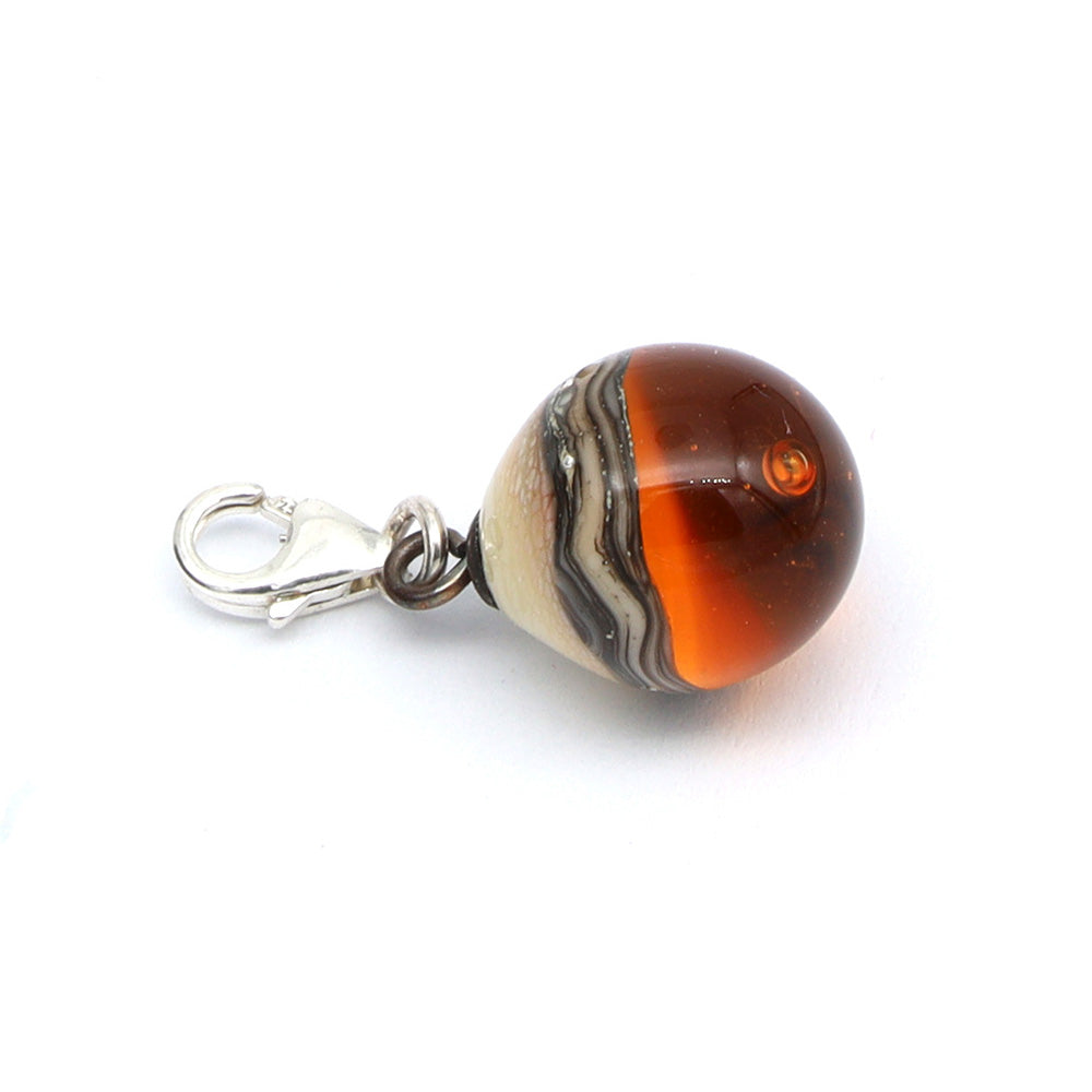 Shiny Yellow & Silvered Ivory Droplet Charm