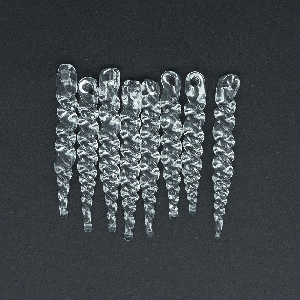 Set of 8 Small Glass Icicle Hanging Decorations
