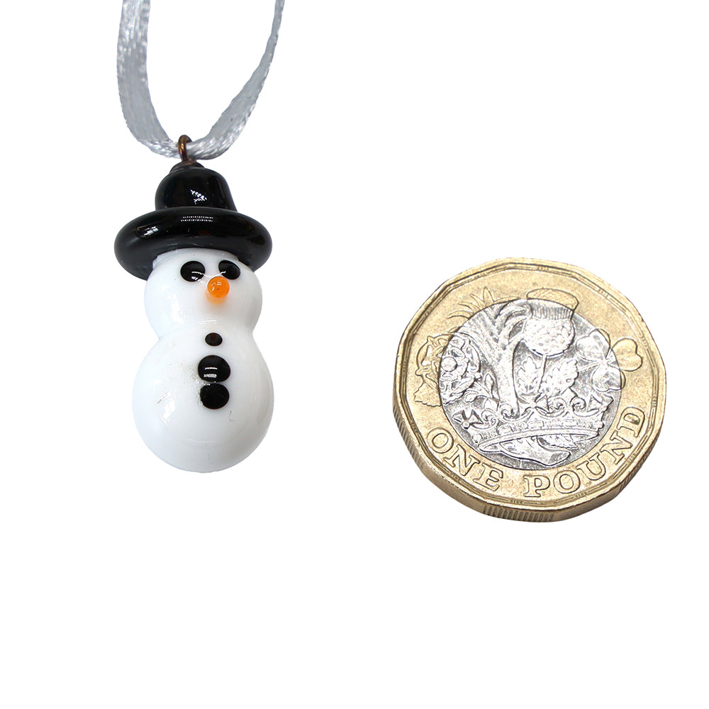 Tiny Glass Snowman Hanging Decoration