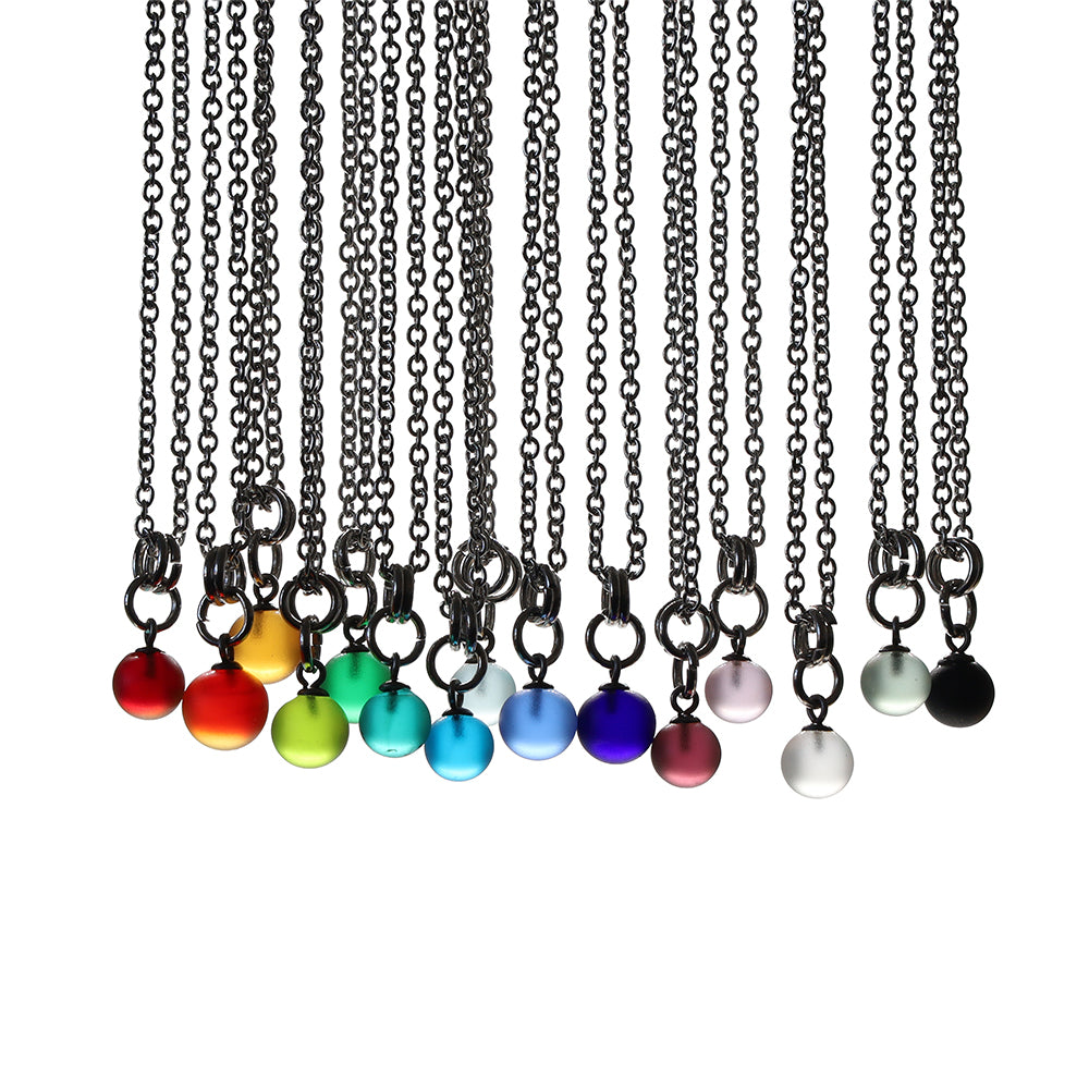 Frosted Clear Ball Charm Stainless Steel Necklace