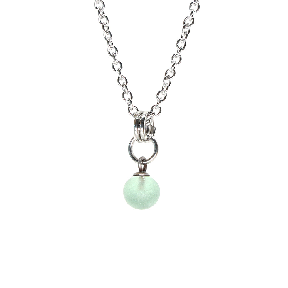 Frosted Grey Ball Charm Stainless Steel Necklace