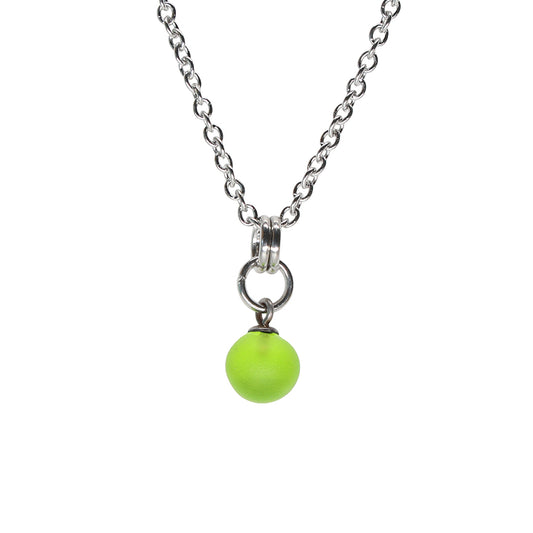 Frosted Lime Ball Charm Stainless Steel Necklace
