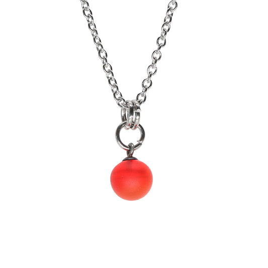 Frosted Orange Ball Charm Stainless Steel Necklace