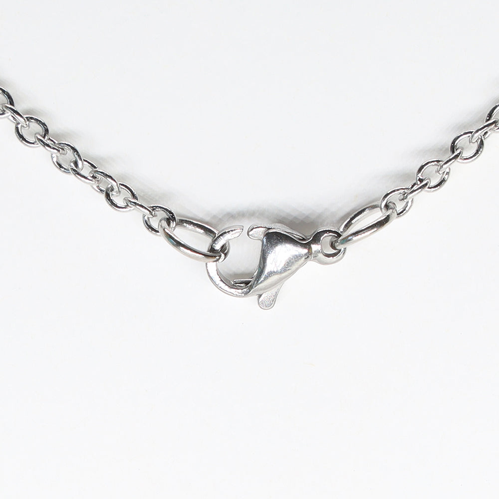 Frosted Clear Ball Charm Stainless Steel Necklace