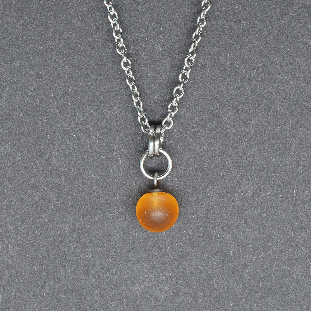 Frosted Yellow Ball Charm Stainless Steel Necklace