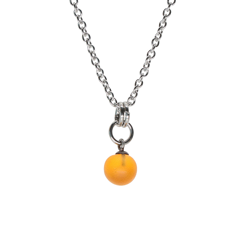 Frosted Yellow Ball Charm Stainless Steel Necklace