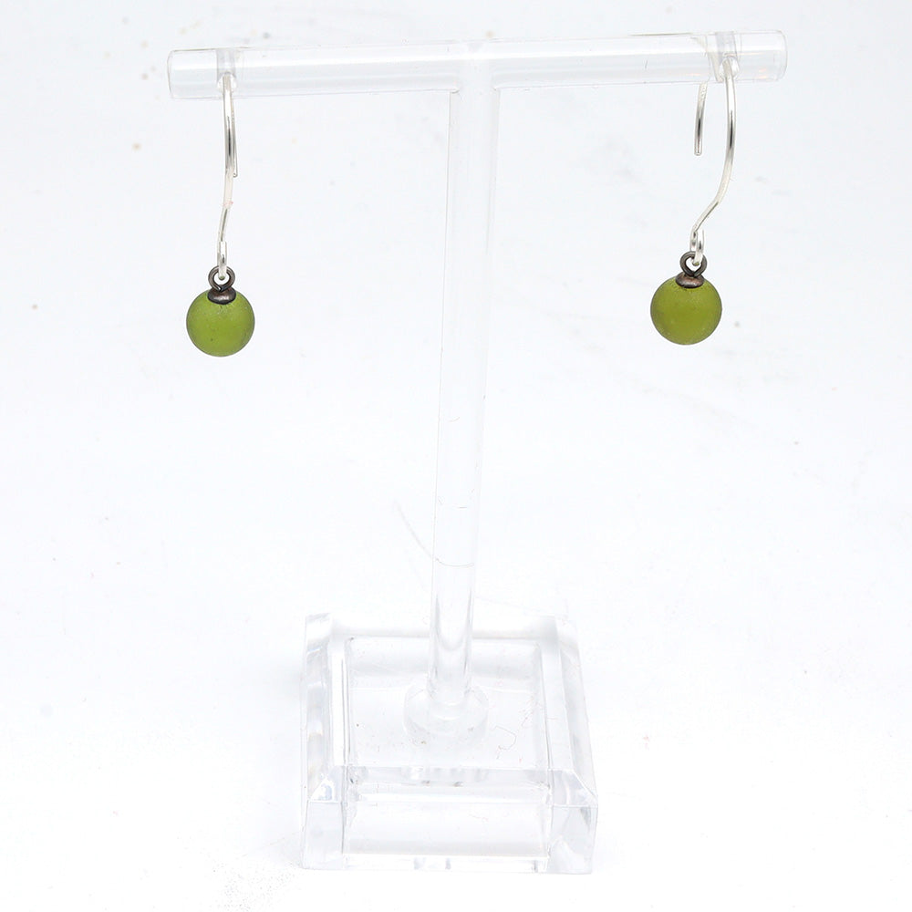 Frosted Wine Bottle Tiny Ball Silver Hoop Earrings