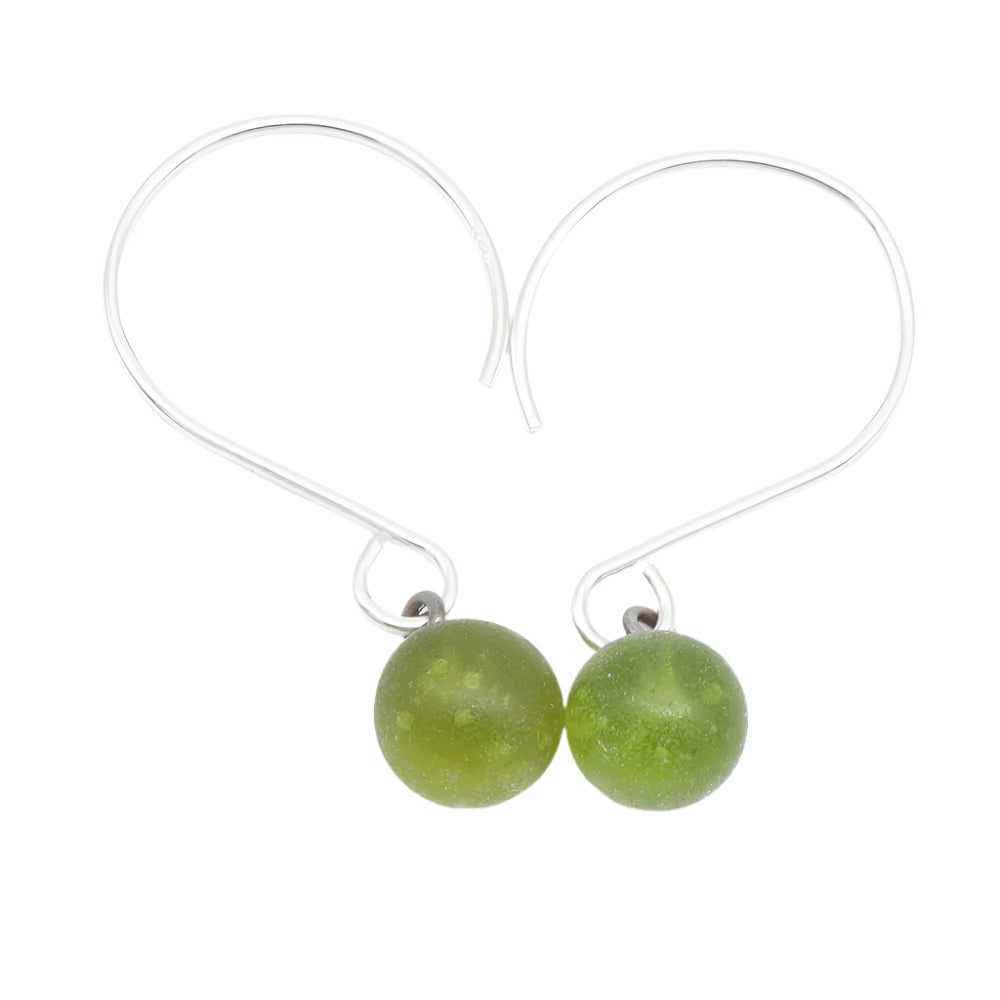 Frosted Wine Bottle Tiny Ball Silver Hoop Earrings