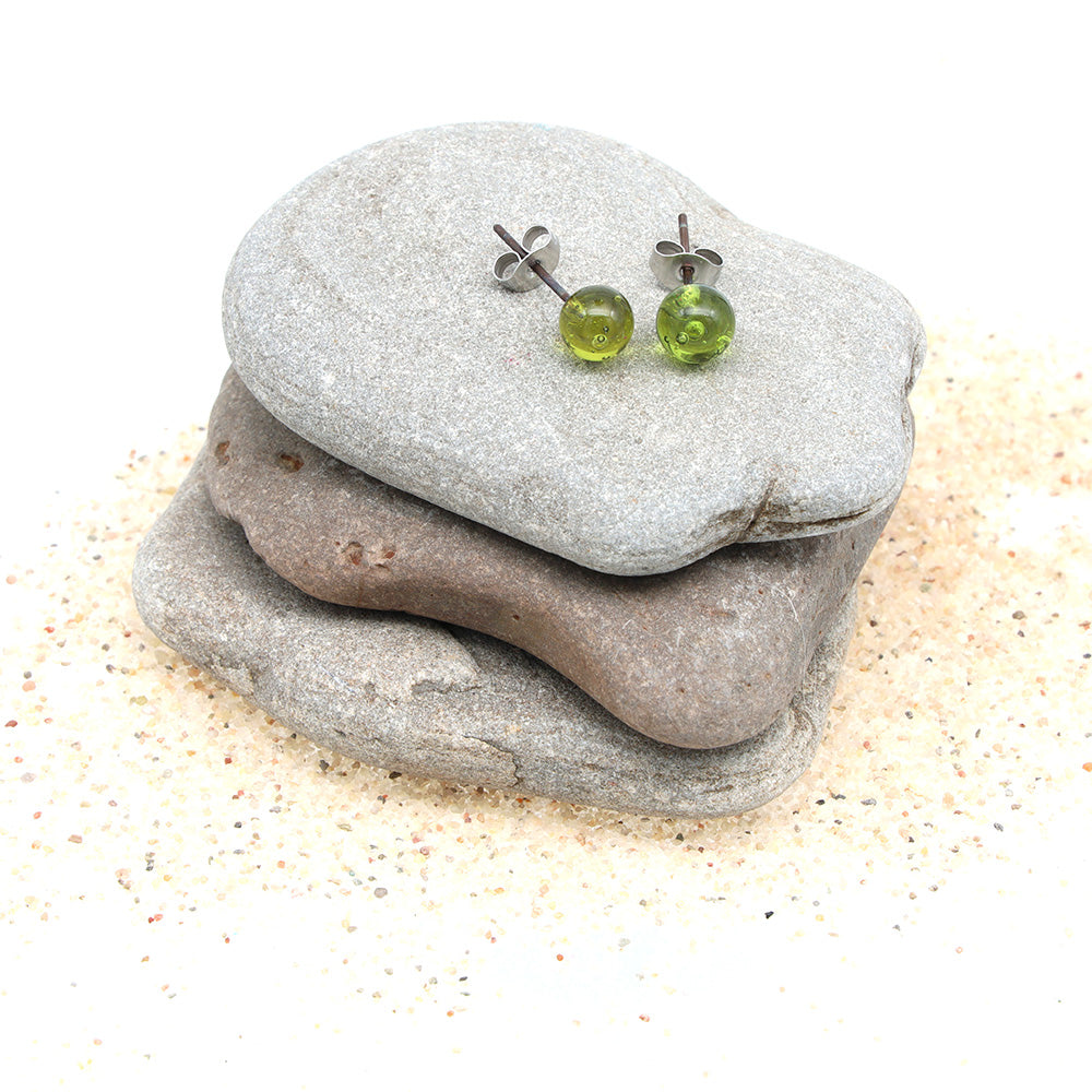 Shiny Wine Bottle Glass Stud Earrings