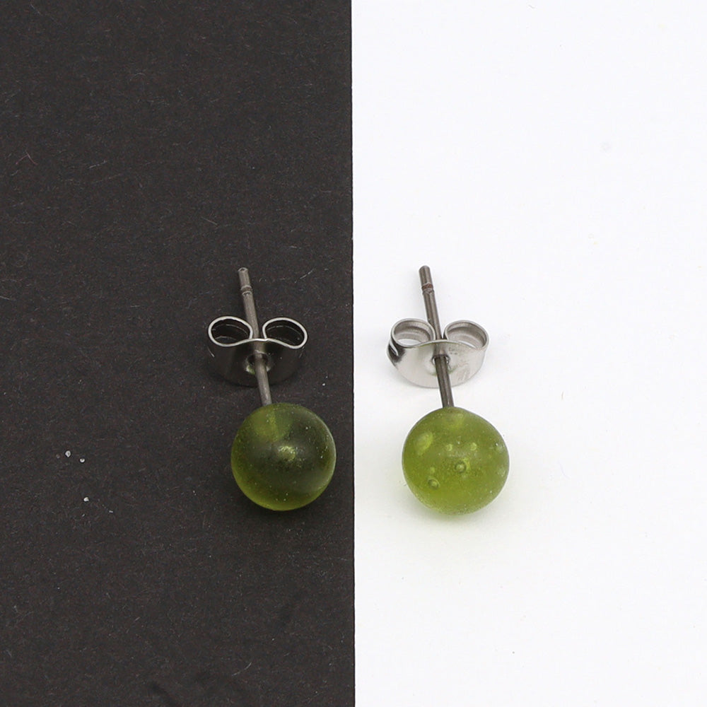 Frosted Wine Bottle Glass Stud Earrings