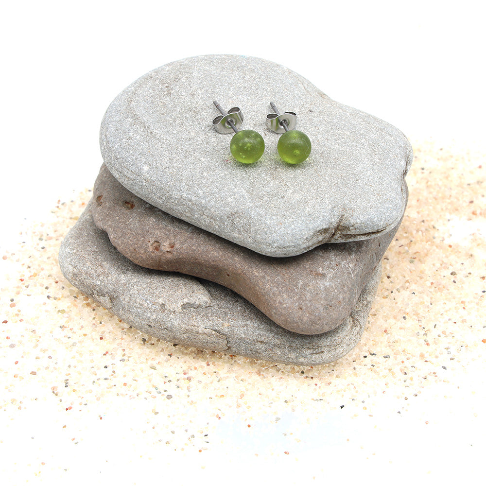 Frosted Wine Bottle Glass Stud Earrings