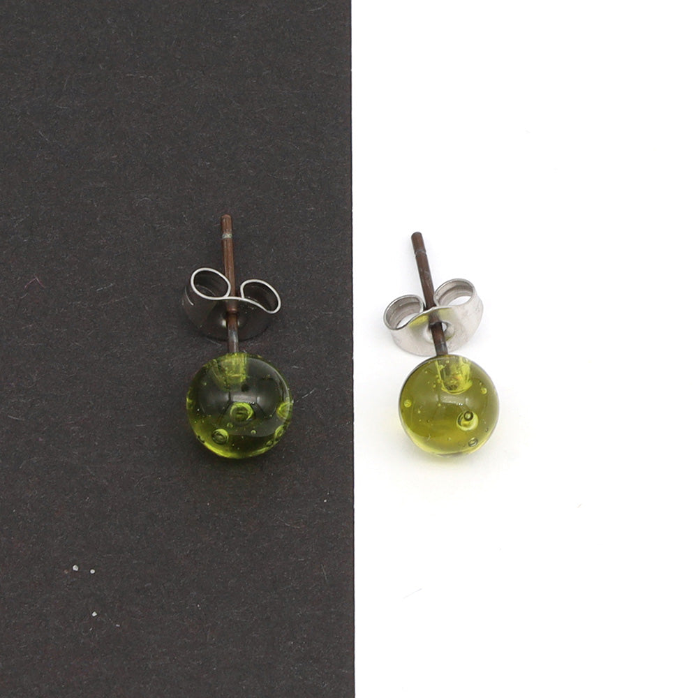 Shiny Wine Bottle Glass Stud Earrings