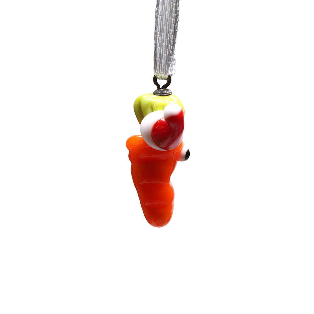 Tiny Glass Christmas Carrot Hanging Decoration