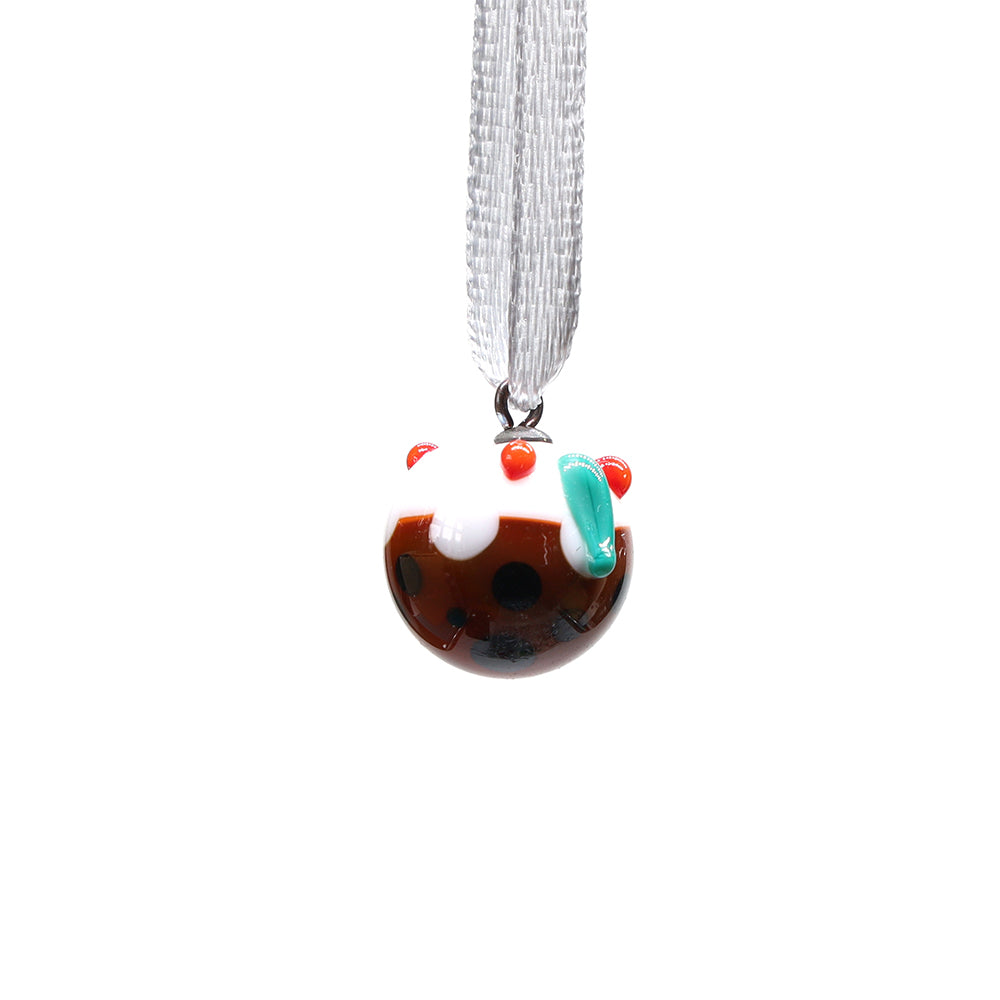 Tiny Glass Christmas Pudding Hanging Decoration