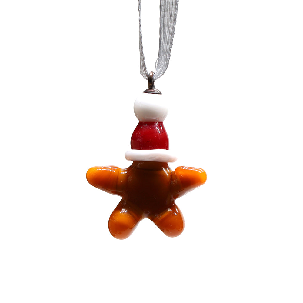 Tiny Glass Christmas Star with Santa Hat