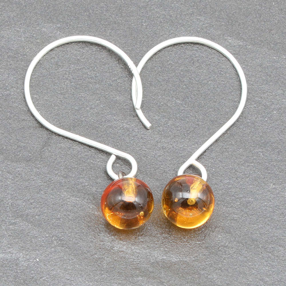 Shiny Yellow Tiny Ball Silver Hoop Earrings