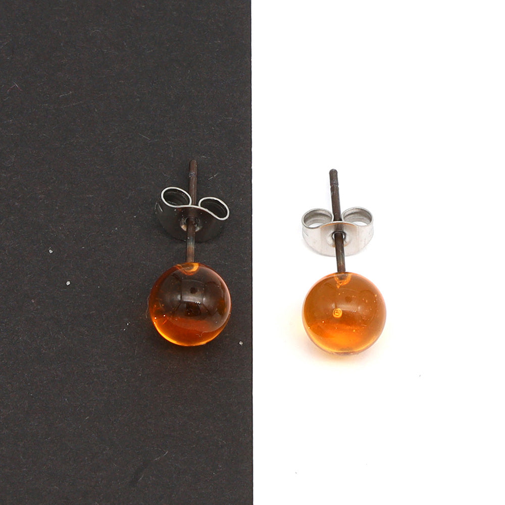 Shiny Transparent Yellow Glass Stud Earrings