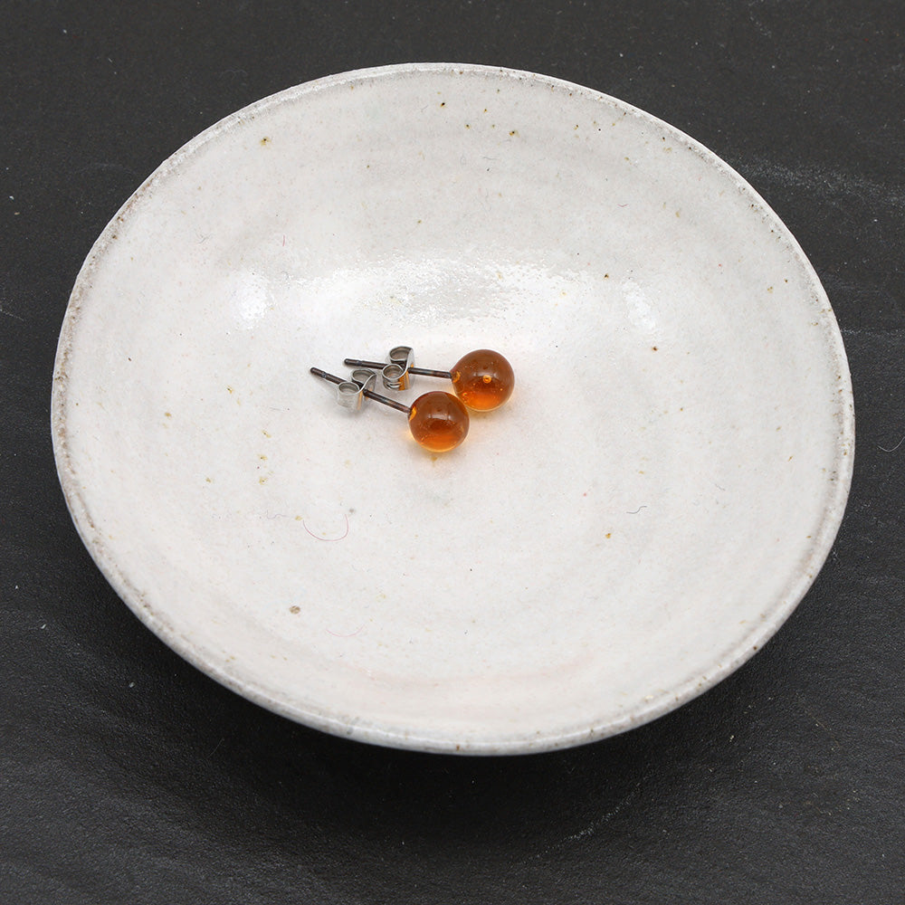 Shiny Transparent Yellow Glass Stud Earrings