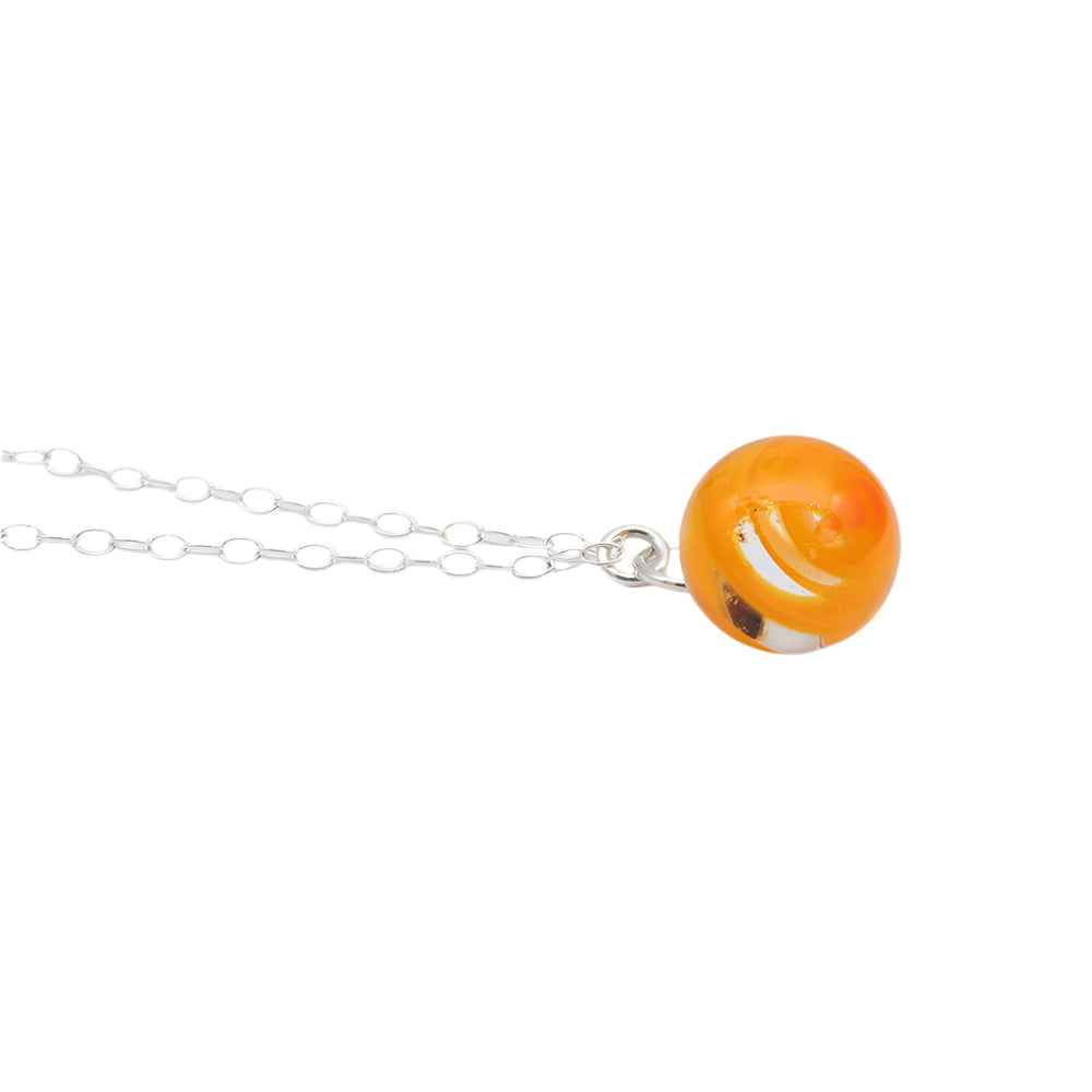 Yellow and Orange Glass Marble Necklace