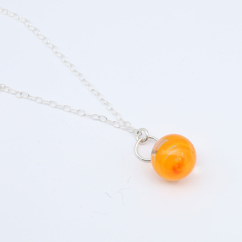 Yellow and Orange Glass Marble Necklace