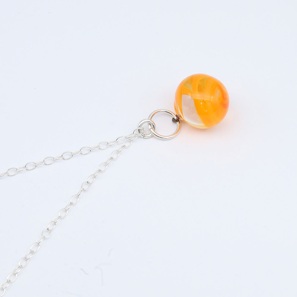Yellow and Orange Glass Marble Necklace
