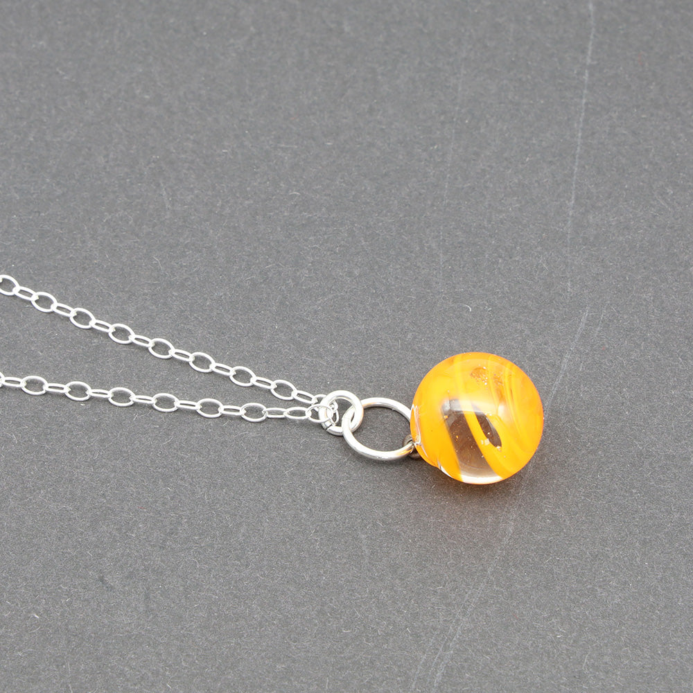 Yellow and Orange Glass Marble Necklace