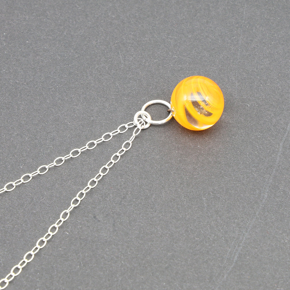 Yellow and Orange Glass Marble Necklace