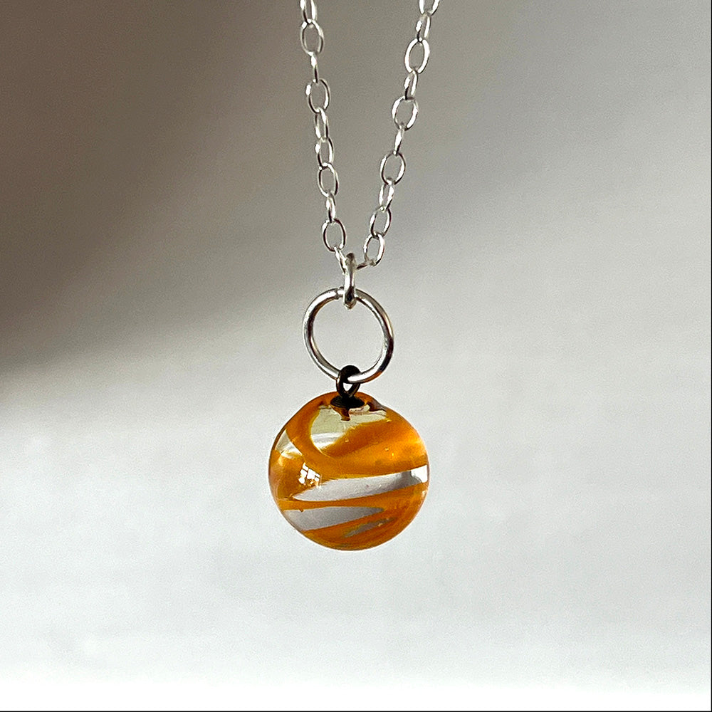 Yellow and Orange Glass Marble Necklace
