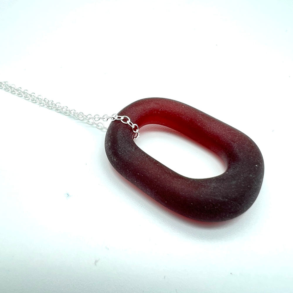 Frosted Amber Glass Link Necklace