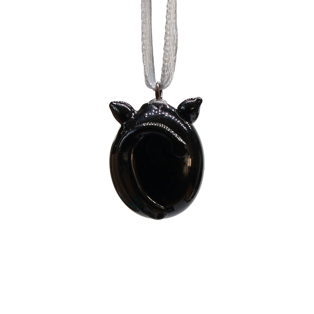 Tiny Glass Black Cat Hanging Decoration