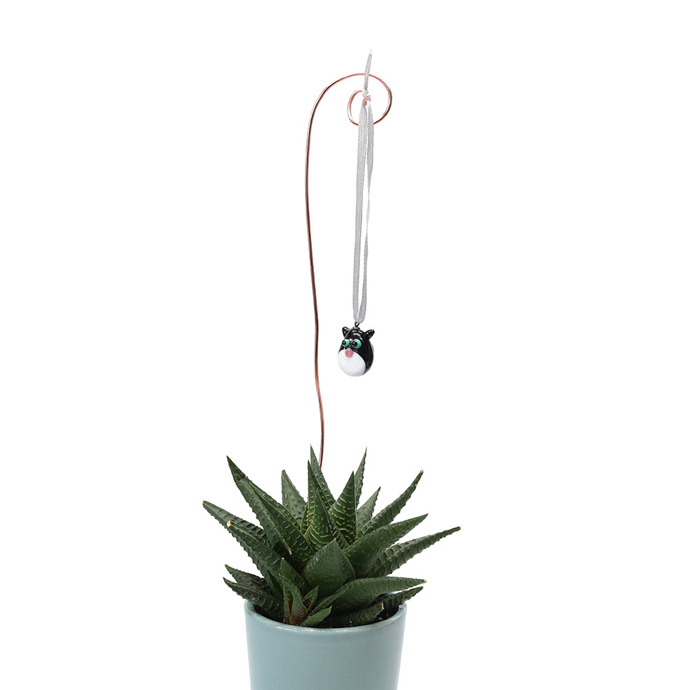 Tiny Glass Black Cat Hanging Decoration