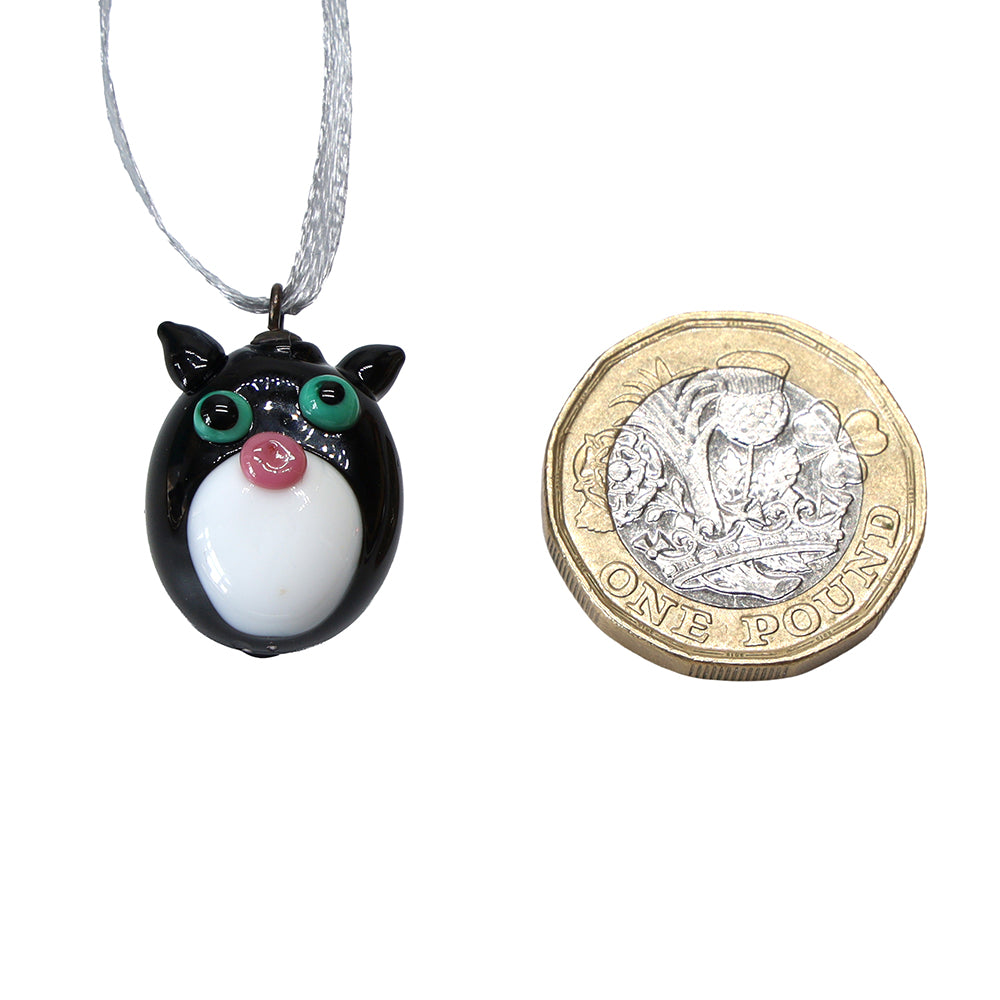 Tiny Glass Black Cat Hanging Decoration