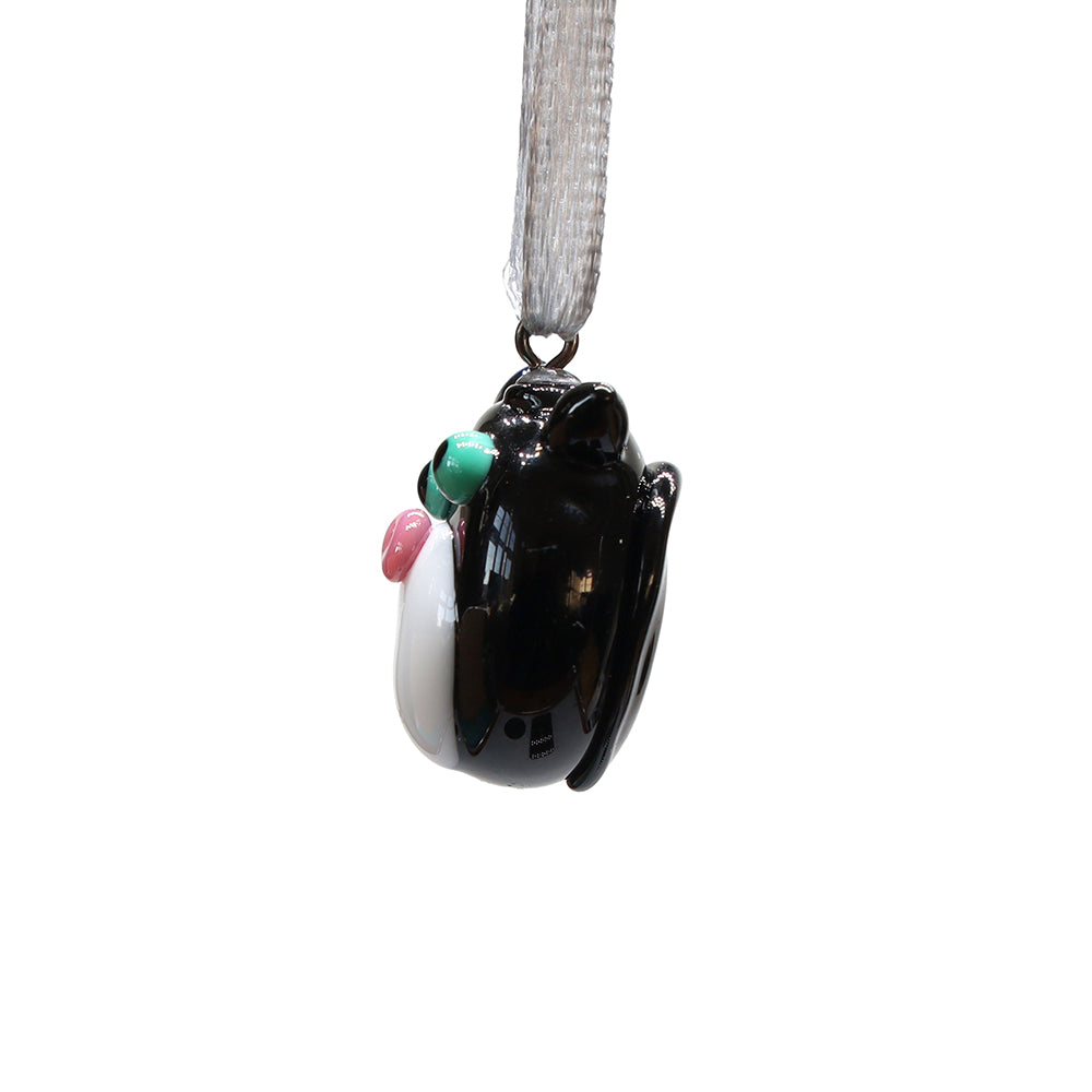 Tiny Glass Black Cat Hanging Decoration