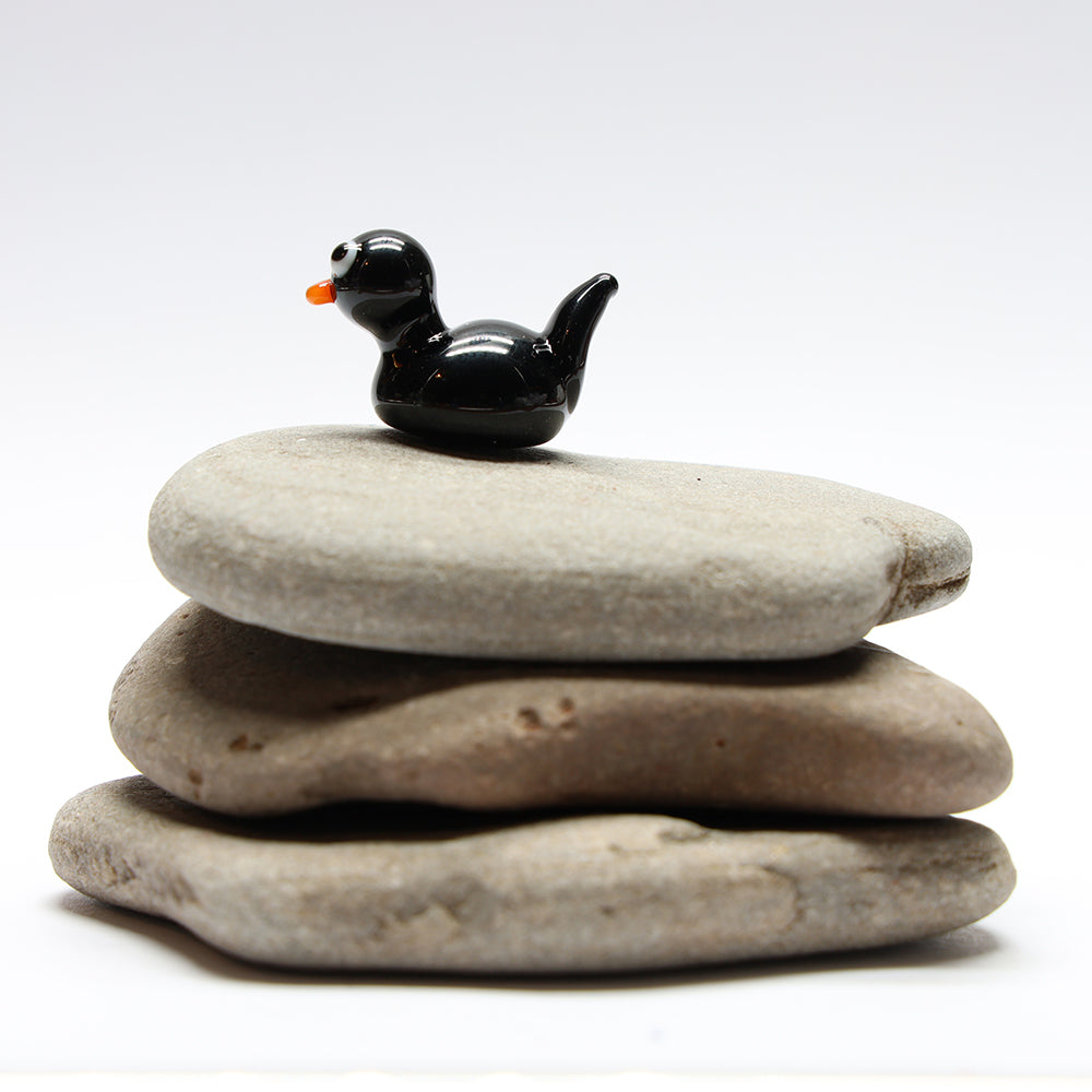 Black Opaque Glass Duck