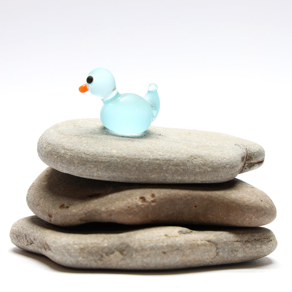 Blue Frosted Glass Duck