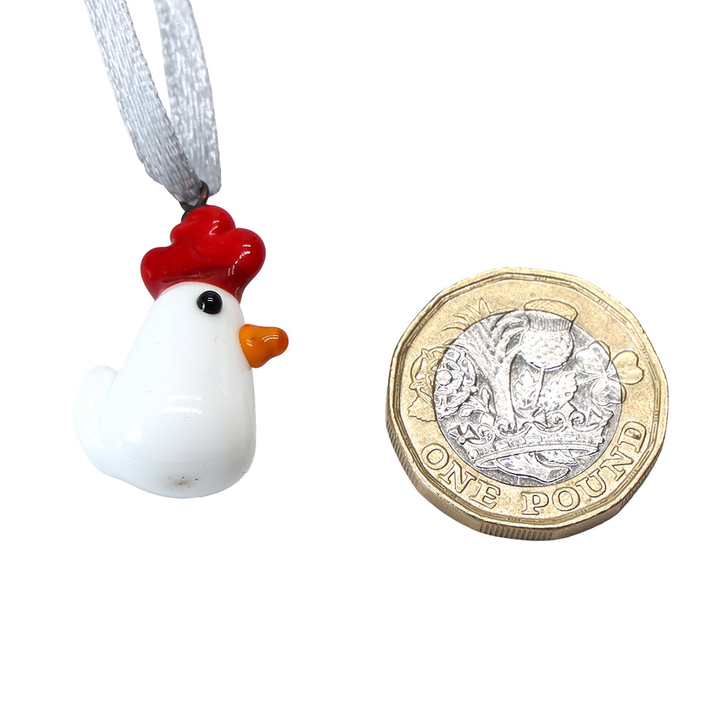 Tiny Glass Chicken Hanging Decoration
