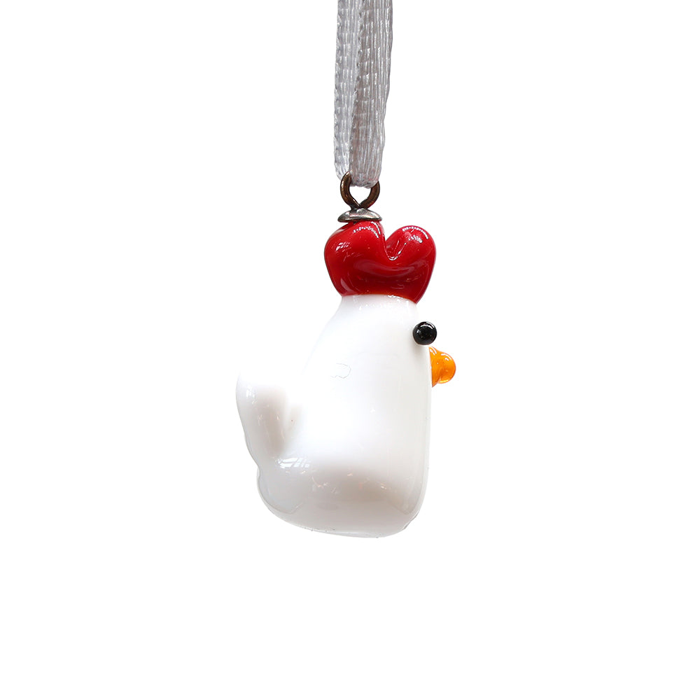 Tiny Glass Chicken Hanging Decoration