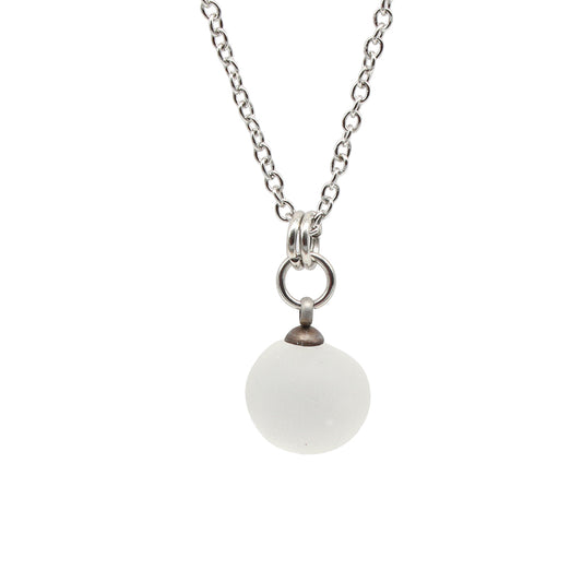Frosted Clear Sphere Charm Stainless Steel Necklace