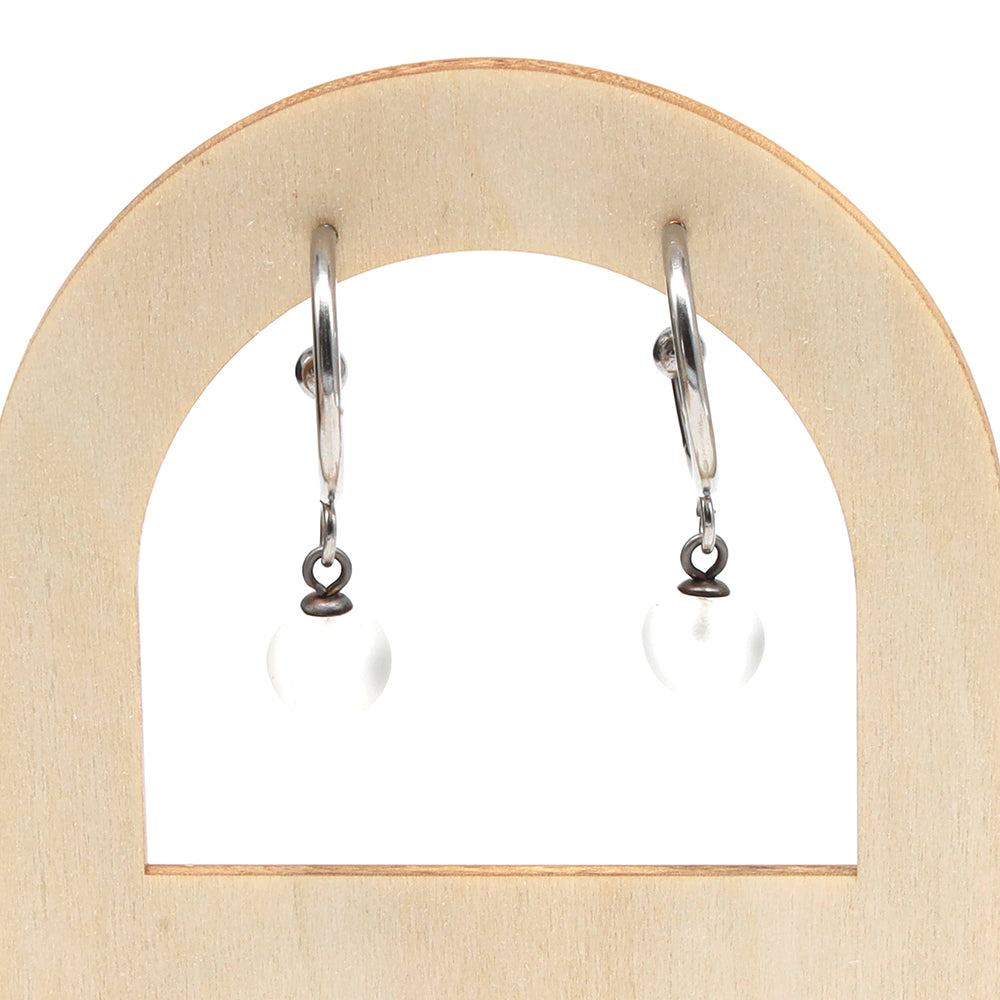 Frosted Clear Glass Half Hoop Earrings