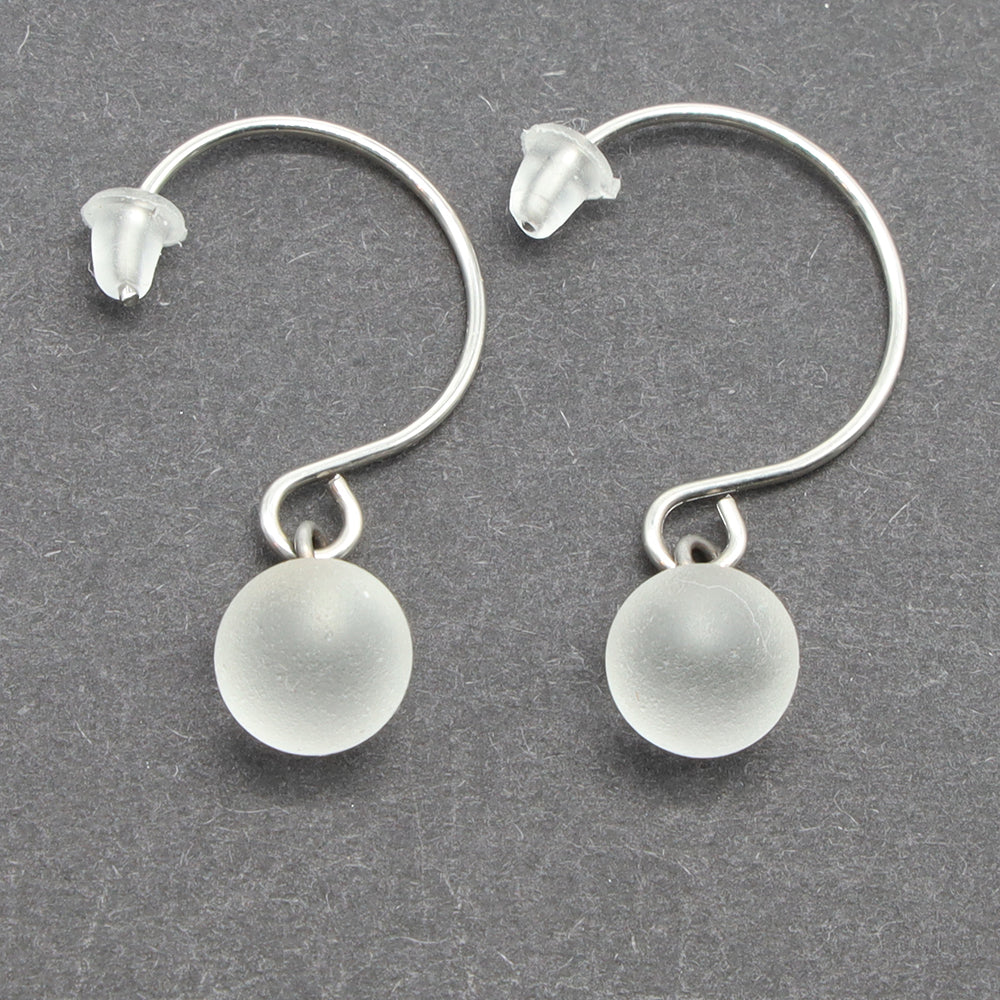 Frosted Clear Glass Hook Earrings