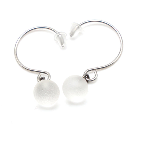 Frosted Clear Glass Hook Earrings