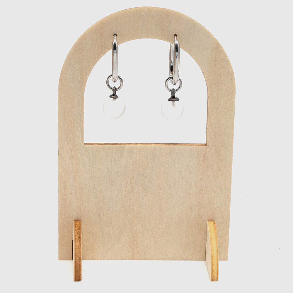 Frosted Clear Glass Oval Hoop Earrings