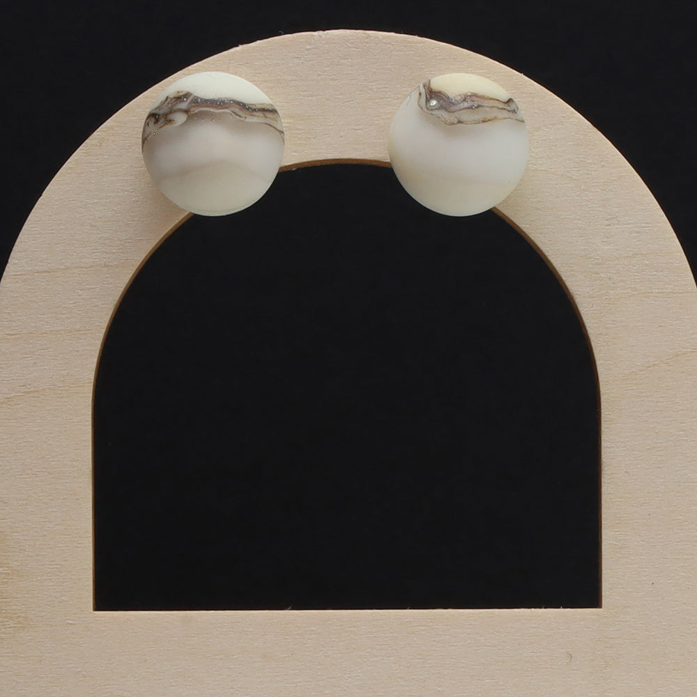 Frosted Clear and Ivory Glass Stud Earrings