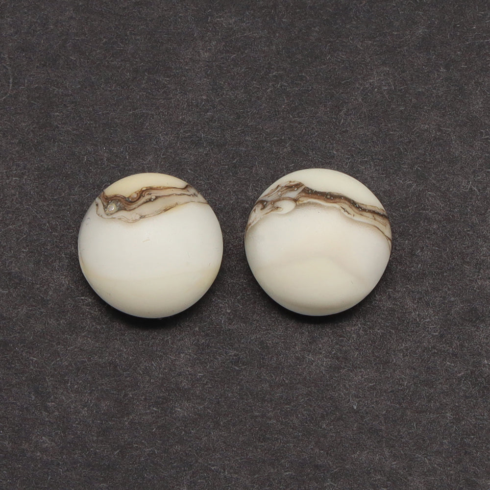 Frosted Clear and Ivory Glass Stud Earrings