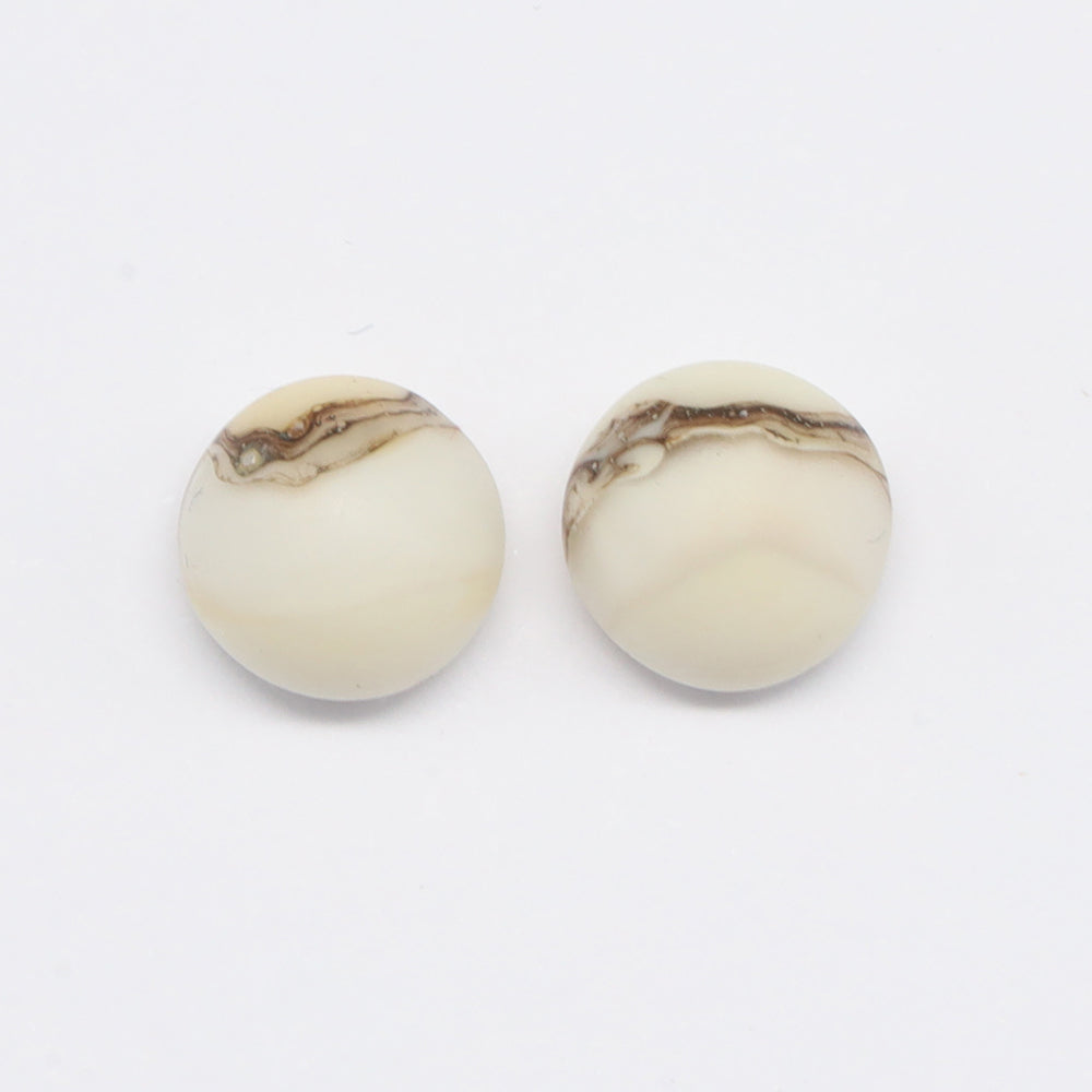 Frosted Clear and Ivory Glass Stud Earrings