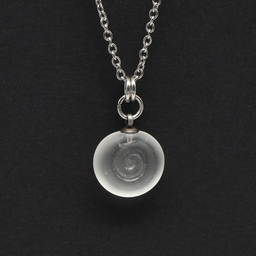 Frosted Clear Spiral Charm Stainless Steel Necklace
