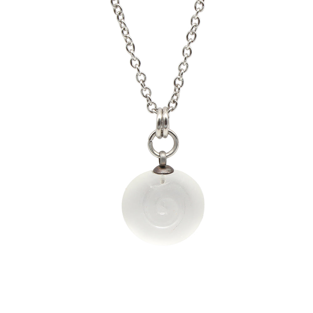 Frosted Clear Spiral Charm Stainless Steel Necklace