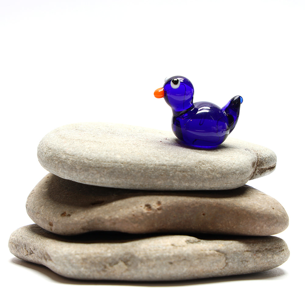 Dark Blue Transparent Glass Duck
