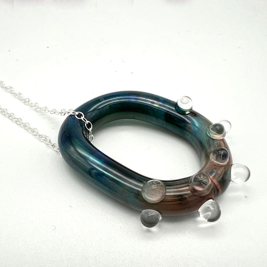 Dragons Eye Water Droplet Glass Link Necklace