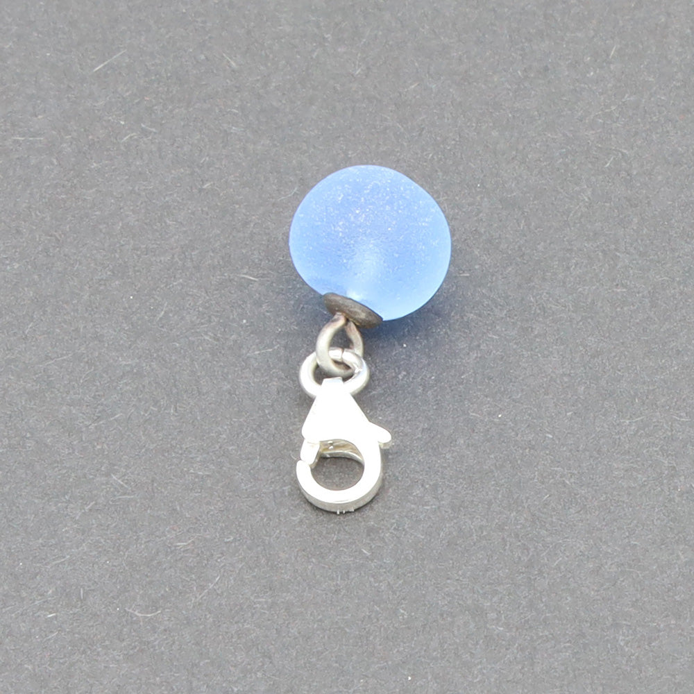 Frosted Mid Blue Glass Tiny Ball Charm